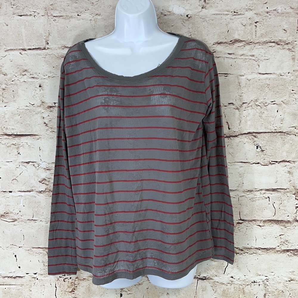 Free People Striped Burnout Top